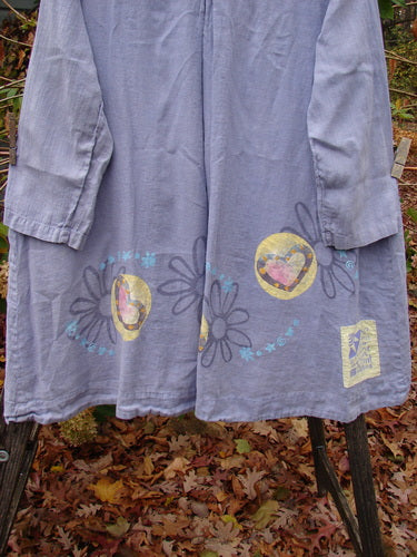 1999 Breeze Jacket Flower Heart Iris OSFA featuring floral patterns, classic sailor painted collar, and oversized pockets, displayed in a close-up view emphasizing its unique vintage design from Bluefishfinder.com.