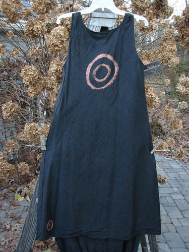 2000 Signed by Jen Shaunting Silk Gather Duo Spin Size 1: A black dress with a circle painted on it and a person wearing a blue shirt.