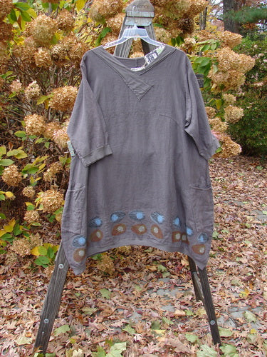 Barclay NWT Linen Cross Over Urchin Tunic Dress Comet Metal Size 2, a draped linen dress with a cross-over V-neckline and drop shoulders.