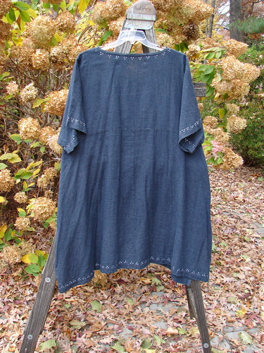 Barclay Hemp Vented Drawcord Dress Necklace Night Denim Size 2, a unique Spring Collection piece with kangaroo pocket and vented sides.