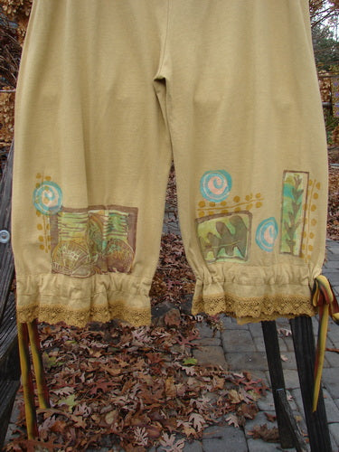 1992 Pantaloon Sea Turtle Camino OSFA: A pair of pants with a sea turtle design, antique lace, and blue fish signature patch.