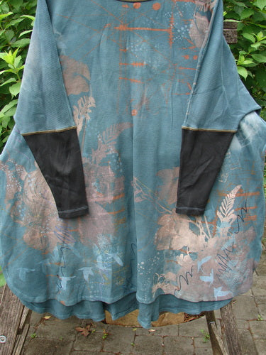 Barclay Thermal Contrast Revival Top Field Lightening Mottled Green Teal OSFA featuring ribbed sleeves, a rounded neckline, and unique field lightening pattern, showcasing BlueFishFinder's vintage-inspired creative expression.