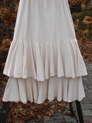 1993 Two Story Skirt on rack, white with ruffles, double layered cotton jersey, small size 2.
