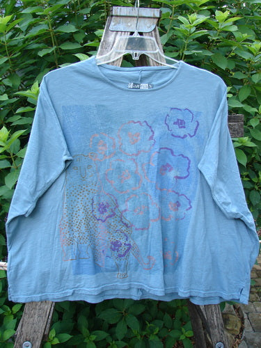 Barclay Cotton Slub Cricket Cap Sleeve Tee in Light Teal, featuring cap sleeves and a boxy shape with a camo cat theme, showcasing the unique style offered by BlueFishFinder.com.