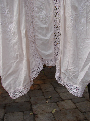 Magnolia Pearl European Cotton Embroidered Lace Duster, antique white dress with lace details.