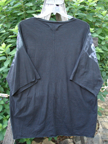 Barclay Raw Edge Flutter Collar High Low Top Dogwood Shadow Black OSFA with raw edge dolman sleeves, rounded flutter neckline, and hi-low hemline, showcasing BlueFishFinder's vintage-inspired, artistic design.