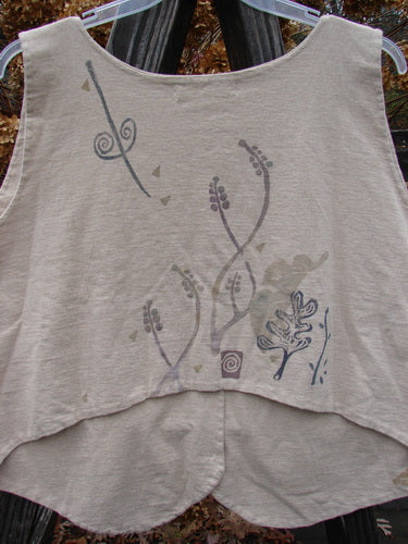 1995 Folk Vest with sun star theme design on white shirt. Double layered organic cotton. Size 2.
