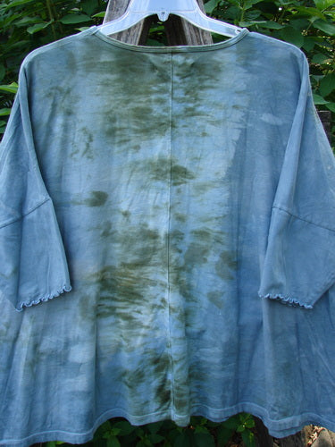 Barclay Dolman Curl Edge Square Pullover Night Star Mottled Moss OSFA, showcasing a seamless, boxy design with a rounded neckline and curly arm edgings, made of organic cotton.