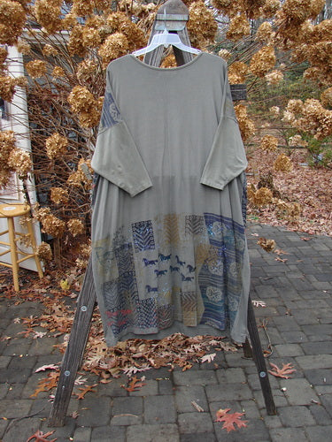 Barclay Bamboo Big Square Pocket Dress with Lipizzaner Stallion design on a dress rack.
