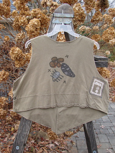 1995 Button Vest with Four Petal and Leaf Theme Paint, Tiny Front Buttons, and Crop Back. Perfect One Size Fits All Condition.