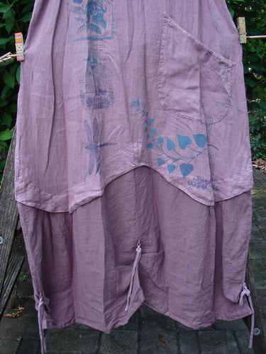 Barclay NWT Linen Explorer Jumper in Tulsi Rose, features unique pansy patches, scoop neckline, and billowy hem, showcasing BlueFishFinder's commitment to vintage-inspired, expressive fashion for diverse women.
