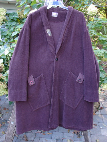 1999 Patched Chenille Angle Pocket Jacket Holiday Deep Burgundy Size 1, showcasing oversized vintage buttons, drop shoulders, and diagonal oversized pockets, perfectly exemplifies BlueFishFinder's vintage and creatively expressive style.