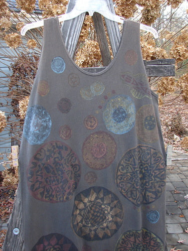 1992 Holiday Sleeveless Column Dress with metallic pinwheel design on a grey tank top. Perfect condition.
