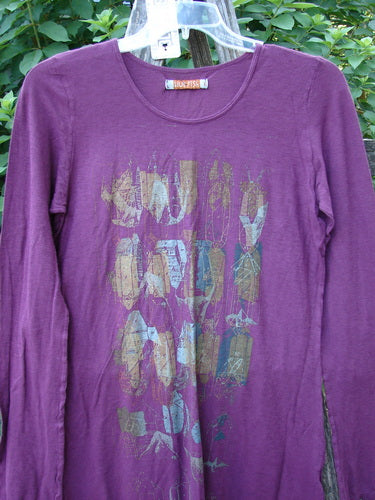 Barclay NWT Slub Cotton Hemp Long Sleeved Simple Tee Crystal Tyrian Berry Size 1, featuring full-length sleeves, a rounded neckline, and a graphic design, embodying Bluefishfinder.com's vintage-inspired, creative fashion ethos.