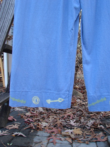 A rare 1993 Railroad Overall Jumper with abstract tool painting in periwinkle. Features include wide swingy lowers, deep oval neckline, and rear waistline drawcord. Perfect condition. Size 1.