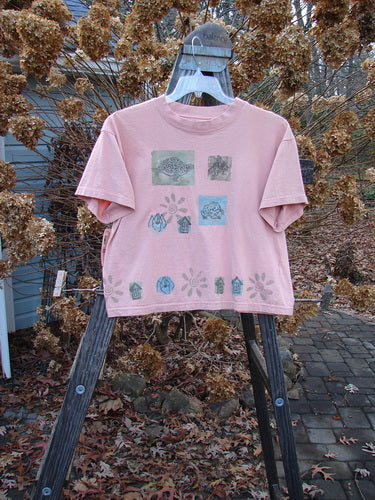 1994 NWT Short Sleeved Tee with garden critter theme paint and Blue Fish poetry patch, size 3.