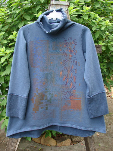 Barclay Fleece Mock Collar Pullover Sweatshirt Metallic Wheat Deep Tealen Size 0, showcasing wide sleeves, a cowl collar, and a metallic wheat pattern, capturing Bluefishfinder.com's vintage-inspired, expressive style.