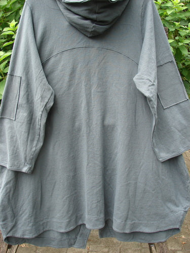 Barclay NWT Reprocessed Patched Hooded Button Jacket Unpainted Grey Storm Size 0, featuring a detailed pocket, textured sleeve, and unique hood design, aligning with Bluefishfinder.com's vintage, expressive style.