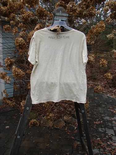 Magnolia Pearl NWT Short Sleeved Boyfriend Tee Luna Moonlight OSFA: A white shirt on a swinger, with outdoor and clothing elements.