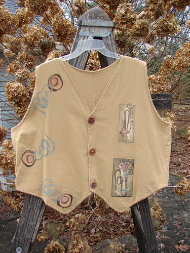 1995 Cottage Vest with Musical Theme Design on Burnished Gold Cotton