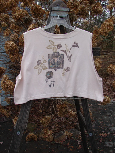 A white shirt with a floral design on it, featured in the 1994 Spruance Vest Tri Roses Mist OSFA collection.