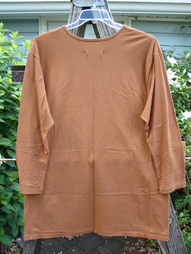 Barclay NWT Long Sleeved Studio Tee ABC Tree Ochre Size 0 features a straight shape, rounded neckline, and ABC tree theme paint, showcasing Bluefishfinder.com's vintage, expressive style.
