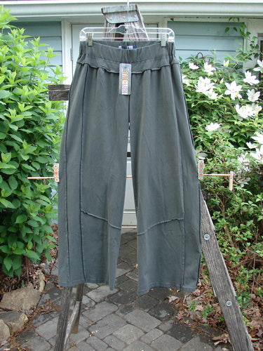 Barclay NWT Organic Cotton Lycra Playground Pant in Unpainted Grey Boreal Size 0, featuring a thick elastic waistband, longer inseam, slimmer legs, and distinctive stitchery, reflecting BlueFishFinder's vintage-inspired style.