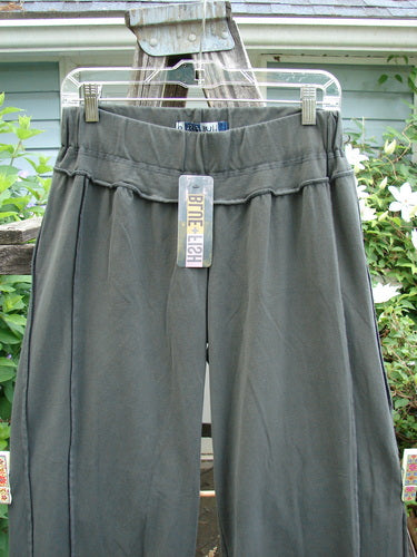 Barclay NWT Organic Cotton Lycra Playground Pant Unpainted Boreal Size 0, showcasing longer, slimmer legs, thick elastic waistband, and distinctive vertical and horizontal stitchery, exemplifying Bluefishfinder.com's vintage, creative style.
