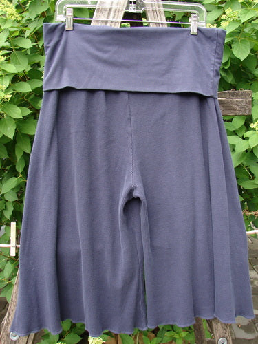 Barclay Thermal Fold Over Crop Pant Unpainted Deep Violet Size 1, featuring a wide-leg design and fold-over waist, displayed on a hanger against a lush outdoor backdrop. Perfect for versatile and stylish comfort.