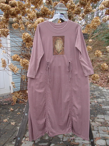 1998 Cornucopia Dress with long draws, Fall Vegetable theme, in Eggplant color, size 1. Organic Cotton. Excellent condition.