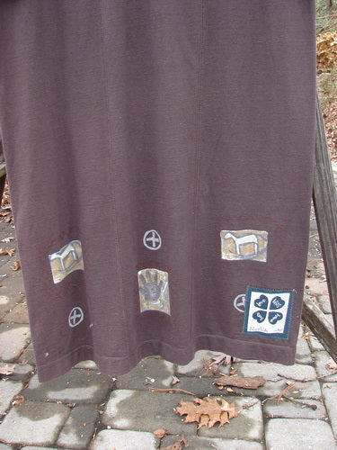 1999 Wide V Neck Dress with patches, in Currant, Size 1