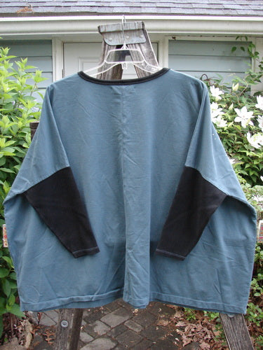 Barclay Cotton Lycra Rib Sleeved Treesoul Pullover Metallic Orchid Forest OSFA, features seamless front and back, contrasting rib sleeves, and metallic bamboo and orchid paint, embodying Bluefishfinder.com’s unique vintage style.