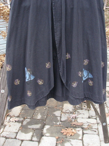 1996 State Fair Vest Tri Moon Storm Size 1: Oversized button, double paneled hemline, wide A-line shape. Organic cotton.