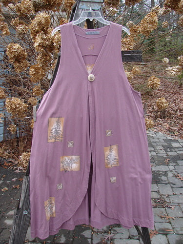 1996 State Fair Vest with oversized button, double paneled hemline, and wide A-line shape. Organic cotton. Size 1.