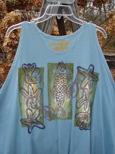 1994 Sleeveless Vest with starfish and fish design, in Ice color, size 1.