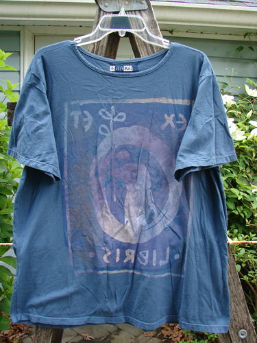 Barclay Fiona Straight Tee Ex Libris Window Pane Size 0 features a rounded neckline, shorter wide sleeves, and a generous straight shape, embodying Bluefishfinder.com's vintage-inspired, creative expression style.
