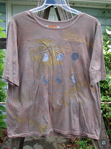Barclay Fiona Straight Tee Metallic Moon Mottled Latte Size 1, featuring a rounded flattened neckline, shorter wide sleeves, wide straight shape, and metallic moon theme, aligning with Bluefishfinder.com's unique vintage style.