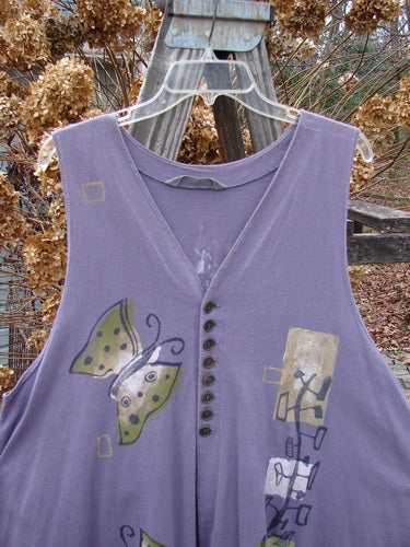 1996 Moonsmile Vest with butterfly motif on purple shirt