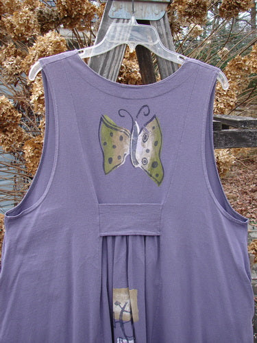1996 Moonsmile Vest with butterfly motif, made from organic cotton, featuring a V neckline, A-line shape, and side seam pockets.