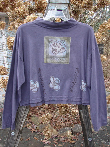 1995 Craft Top Tee with a butterfly design, made from organic cotton. Roomy fit, ribbed mock T neck, drop shoulders, and a boxy shape.