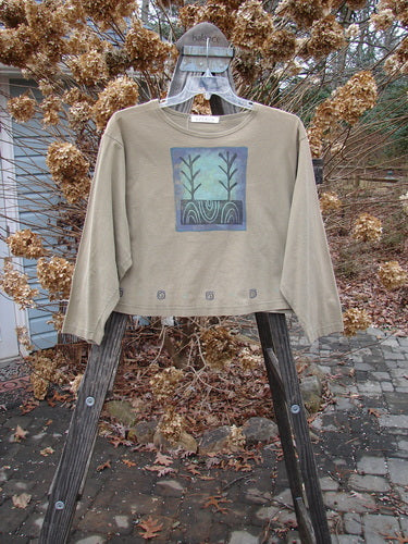 1996 Boxy Tee Top with Twig Tree Paint, Blue Fish Patch, and Slightly Wider Neckline.