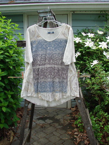 Barclay Slub Short Sleeved Travel Tee Garden Gates Birch Bark Size 0: Features a rounded neckline, wide sleeves, A-line shape, high-low hemline, ideal for expressing individuality with vintage flair.