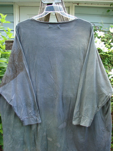 Barclay Banded Oversized Art Top in Mottled Grey features a loose fit with drop shoulders, a rounded neckline, and a tight floral grid motif, reflecting Bluefishfinder.com's unique vintage aesthetic.