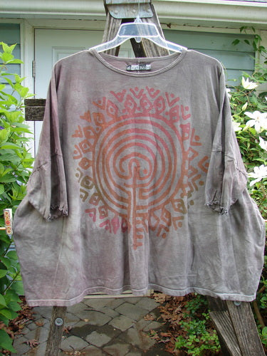 Barclay Crop Wide Dolman Curly Edge Tee in Mottled Gray, featuring a rounded neckline, short dolman sleeves, boxy crop fit, and curly sleeve edges, reflecting BlueFishFinder's unique vintage style.