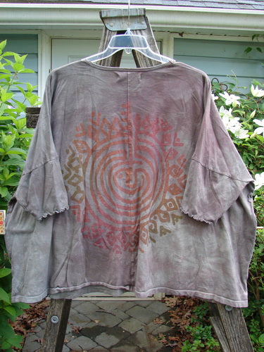 Barclay Crop Wide Dolman Curly Edge Tee in mottled gray, featuring a rounded neckline, short dolman sleeves, boxy shape, crop length, and curly sleeve edges, embodying BlueFishFinder's vintage-inspired, creative style.