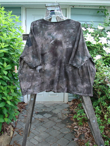 Barclay Crop Wide Dolman Curly Edge Tee My Book Mottled Earth OSFA featuring a rounded neckline, short dolman sleeves, wide boxy shape, cropped length, and curly sleeve edges, embodying BlueFishFinder's vintage style.