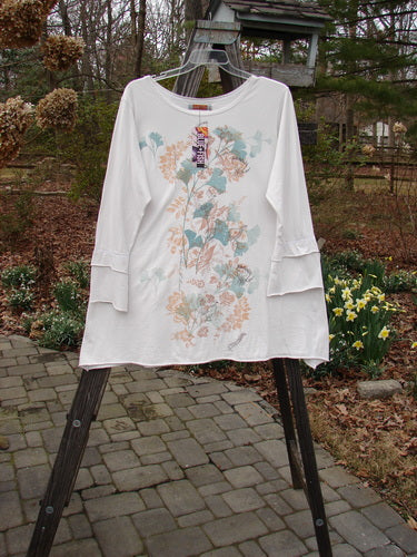 Barclay NWT Petal Sleeve A Line Tunic with floral design and plant details, size 1.