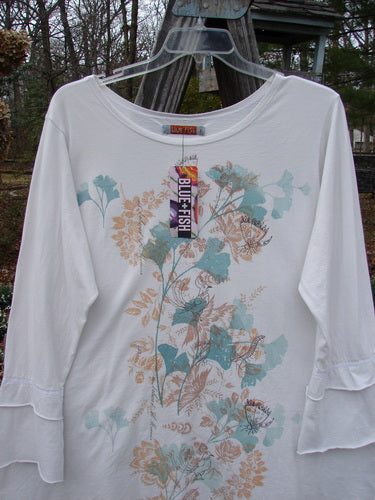 Barclay NWT Petal Sleeve A Line Tunic with floral design, garden theme, and organic cotton material.