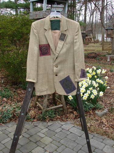 Vintage 1994 Patched Blazer with outdoor elements and clothing on a person.
