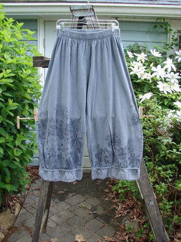 Barclay Lightweight Crop Nepenthe Pant Mixed Garden Blue Grey Size 0, featuring a sweet bottom flutter, full elastic waistline, shorter rise, and rolled raw panels, crafted from lightweight organic cotton.